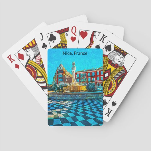 Nice Frankrijk Place Massena Olieverf Pokerkaarten (Achterkant)