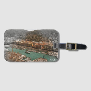 Nice Frankrijk Port Lympia Panorama Uitzicht Bagagelabel