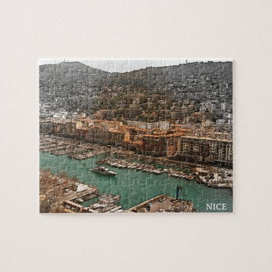 Nice Frankrijk Port Lympia Panorama Uitzicht Legpuzzel (Horizontaal)
