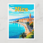 Nice Frankrijk Reizen Kunst Vintage Illustratie Briefkaart (Voorkant)