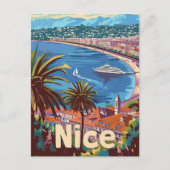 Nice Frankrijk  Retro Reizen Illustratie Briefkaart (Voorkant)
