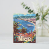 Nice Frankrijk  Retro Reizen Illustratie Briefkaart (Staand voorkant)