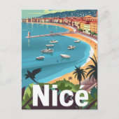 Nice Frankrijk  Retro Reizen Illustratie Briefkaart (Voorkant)
