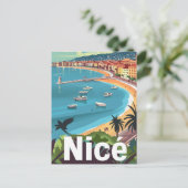 Nice Frankrijk  Retro Reizen Illustratie Briefkaart (Staand voorkant)