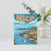 Nice Frankrijk  Retro Reizen Illustratie Briefkaart (Staand voorkant)