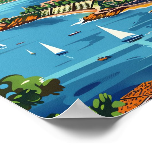 Nice Frankrijk  Retro Reizen Illustratie Poster (Hoek)