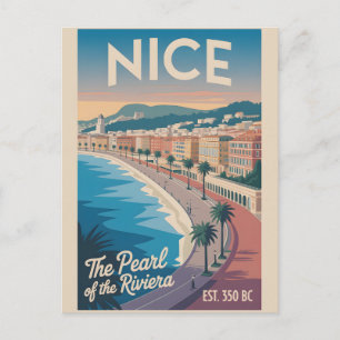 Nice Frankrijk Retro Silhouette Stadsgezicht Reize Briefkaart