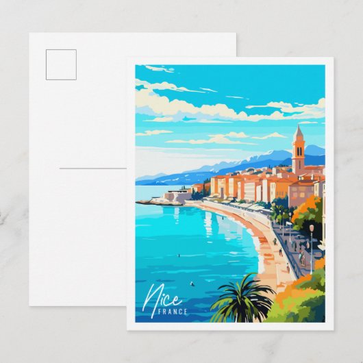 Nice Frankrijk vintage reisillustratie Briefkaart (Voorkant / Achterkant)