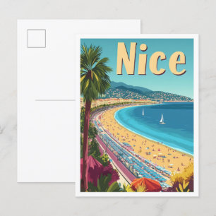 Nice Frankrijk Vintage Travel Illustratie Briefkaart