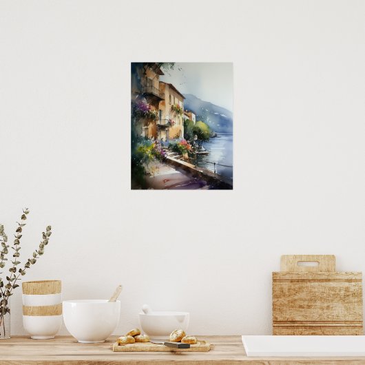 Nice Frankrijk Waterverf Landschapskunst Print Pos (Keuken)