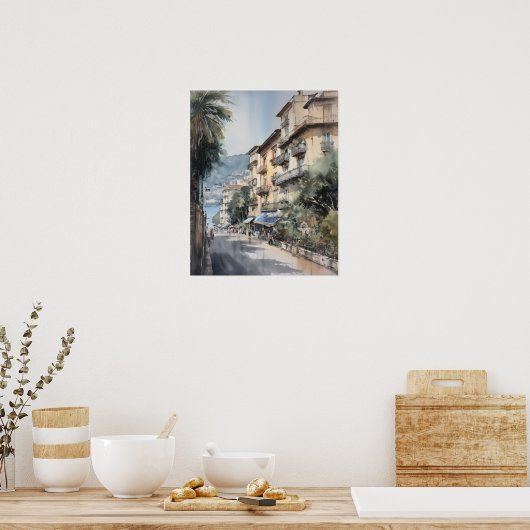 Nice Frankrijk Waterverf Landschapskunst Print Pos (Keuken)