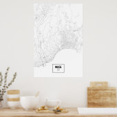 Nice, Frankrijk (zwart op wit) Poster (Keuken)