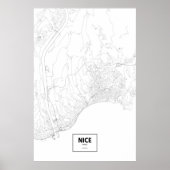 Nice, Frankrijk (zwart op wit) Poster (Voorkant)