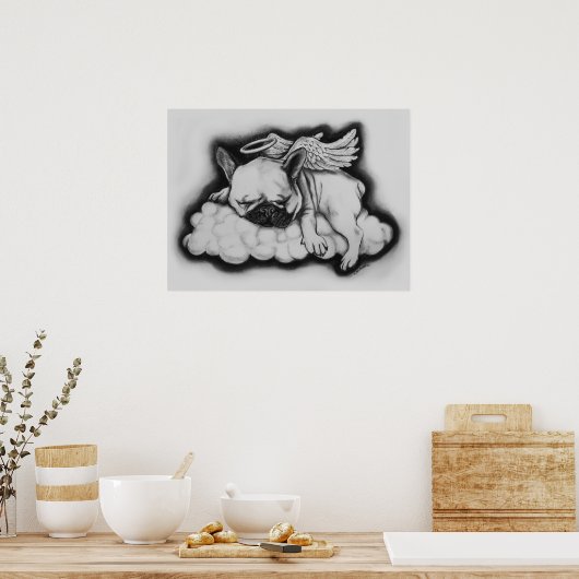 "Nice" - Franse Bulldog Angel Drawing Poster (Keuken)