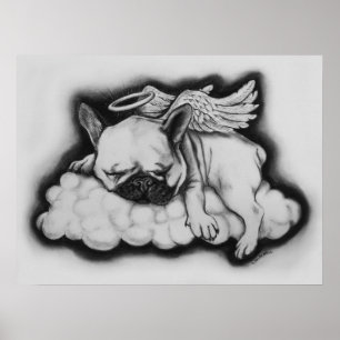 "Nice" - Franse Bulldog Angel Drawing Poster