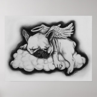 "Nice" - Franse Bulldog Angel Drawing Poster