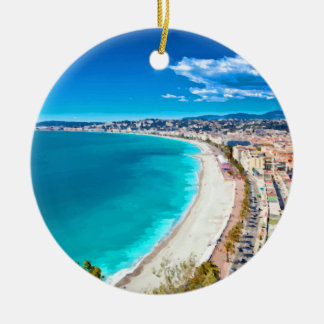 Nice, Franse kustlijn Waterverf Keramisch Ornament
