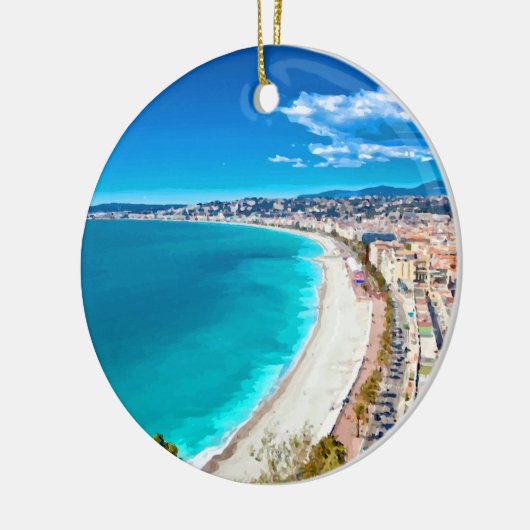 Nice, Franse kustlijn Waterverf Keramisch Ornament (Links)