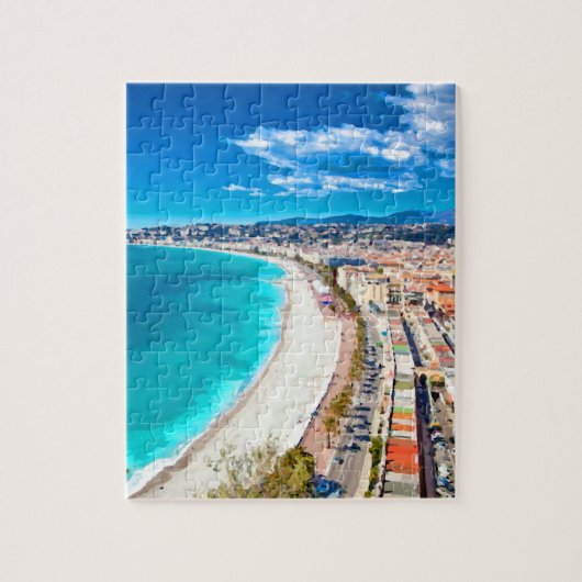 Nice, Franse kustlijn Waterverf Legpuzzel (Verticaal)