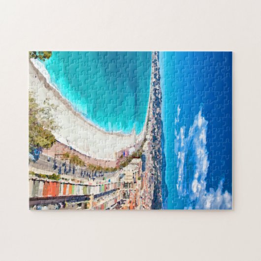 Nice, Franse kustlijn Waterverf Legpuzzel (Horizontaal)