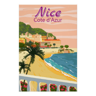 Nice Franse Rivièra kust poster vintage
