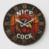 Nice Funny Rooster Cool Chicken with Sunglasses Grote Klok (Voorkant)