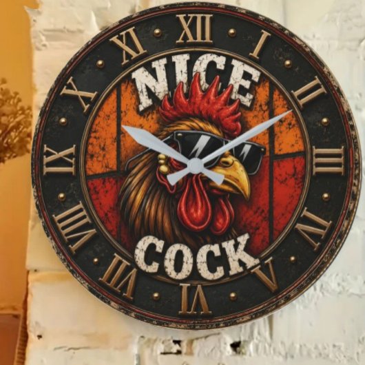 Nice Funny Rooster Cool Chicken with Sunglasses Grote Klok