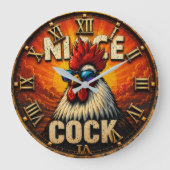 Nice Funny Rooster Rustic Farmhouse Chicken Grote Klok (Voorkant)