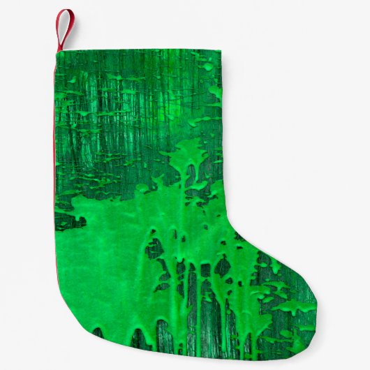 Nice groen oud oppervlak met verfdruppelstructuur kleine kerstsok (Voorkant)