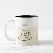 Nice, Hello, Thanks coffee mug Tweekleurige Koffiemok (Links)