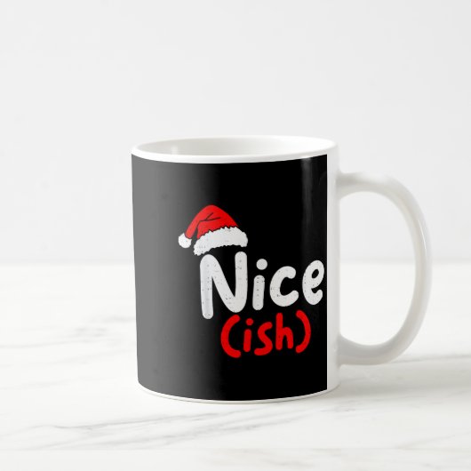 Nice (ish) Naughty Angel Funny Christmas List Fami Koffiemok (Rechts)