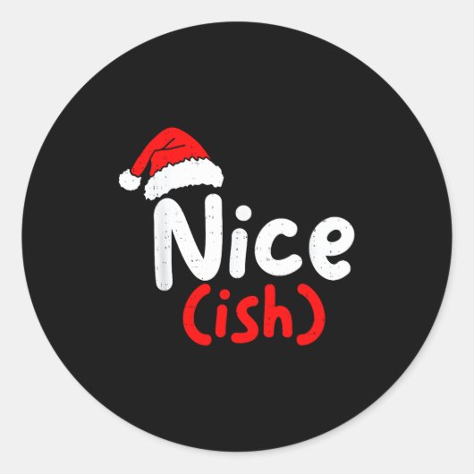 Nice (ish) Naughty Angel Funny Christmas List Fami Ronde Sticker (Voorkant)