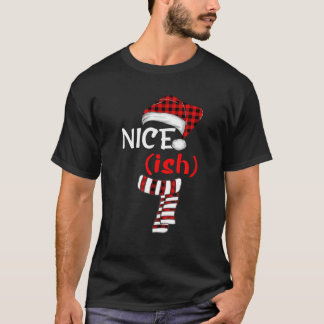 Nice-Ish Santa Red Plaid Christmas Pajamas Naughty T-shirt