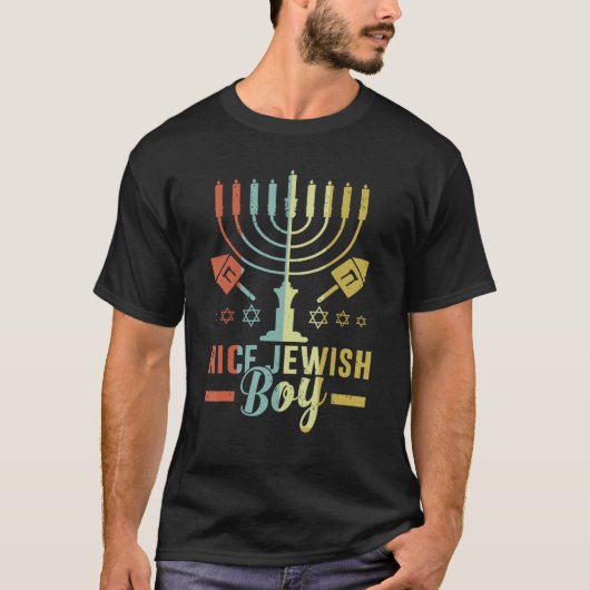Nice Jewish Boy Cool Chanukah Funny Ugly Hanukkah T-shirt (Voorkant)