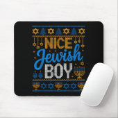 Nice Jewish Boy Hanukkah Menorah Dreidel Ugly Swea Muismat (Met muis)