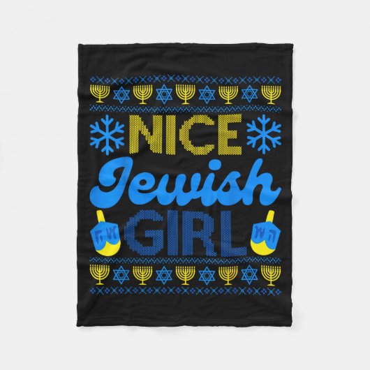 Nice Jewish Girl Ugly Happy Hanukkah Sweater Chanu Fleece Deken (Voorkant)