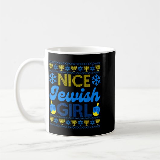 Nice Jewish Girl Ugly Happy Hanukkah Sweater Chanu Koffiemok (Links)