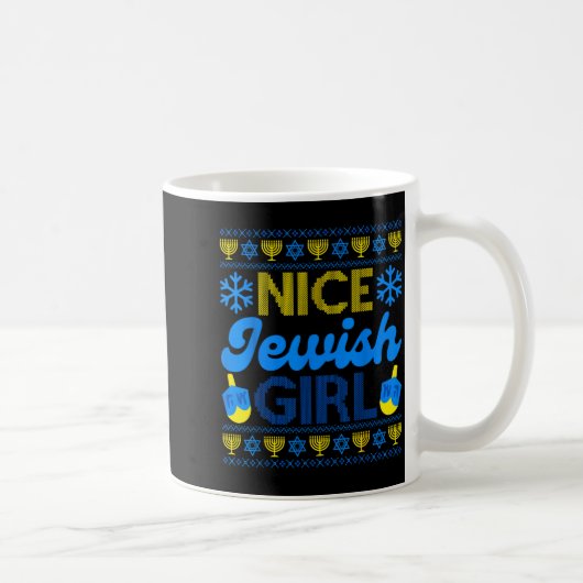 Nice Jewish Girl Ugly Happy Hanukkah Sweater Chanu Koffiemok (Rechts)