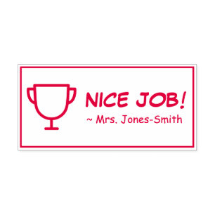 "NICE JOB!" Commendement Rubber Stamp Zelfinktende Stempel