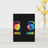 Nice Jugs Funny Kettlebell Breast Gym Humor Tie Dy Kaart (Gele Bloem)
