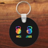 Nice Jugs Funny Kettlebell Breast Gym Humor Tie Dy Sleutelhanger (Voorkant)