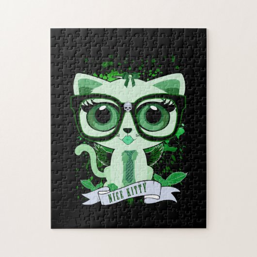 Nice Kat - groen Legpuzzel (Verticaal)