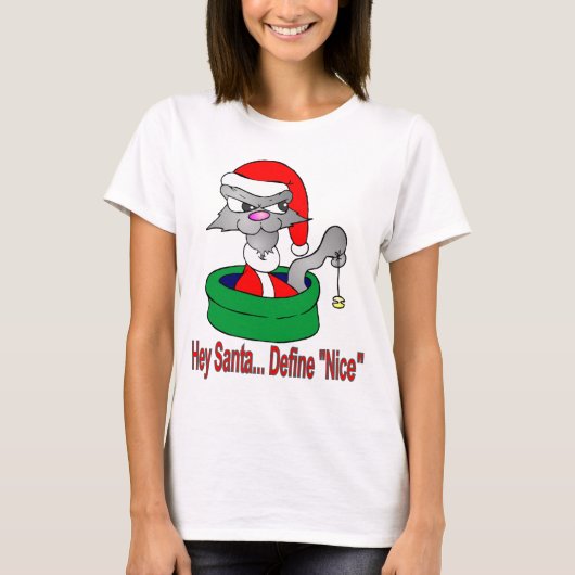 Nice kerstkat definiëren t-shirt (Voorkant)