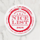 NICE LIJST grappig Santa goedgekeurd stempel rood Bedankjes Labels (Voorkant)