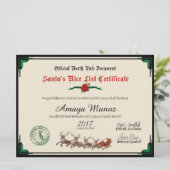 Nice-lijst van Elegant Green & Ivory Santa Feestdagenkaart (Staand voorkant)