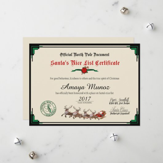 Nice-lijst van Elegant Green & Ivory Santa Feestdagenkaart (Voorkant / Achterkant in situ)