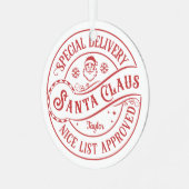 Nice List Approved Personalized Santa  Metalen Ornament (Voorkant links)
