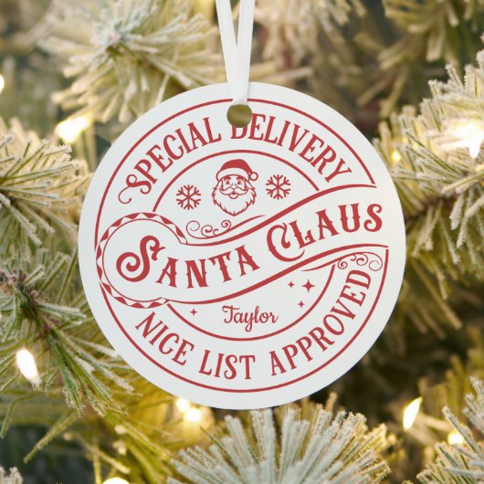 Nice List Approved Personalized Santa  Metalen Ornament (Insitu)