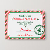 Nice List Christmas Diploma Certificate Button (Voorkant)