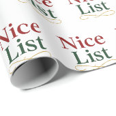 “Nice List” Elegante Typografie Cadeaupapier (Rol Hoek)